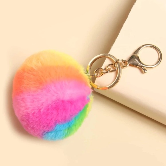 🍭 Super Colorful Rainbow Style Fuzzy Pom Pom 🍬 - Picture 3 of 7